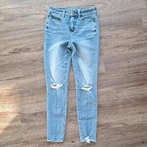 American Eagle High Rise Distressed Skinny Jean Size 0